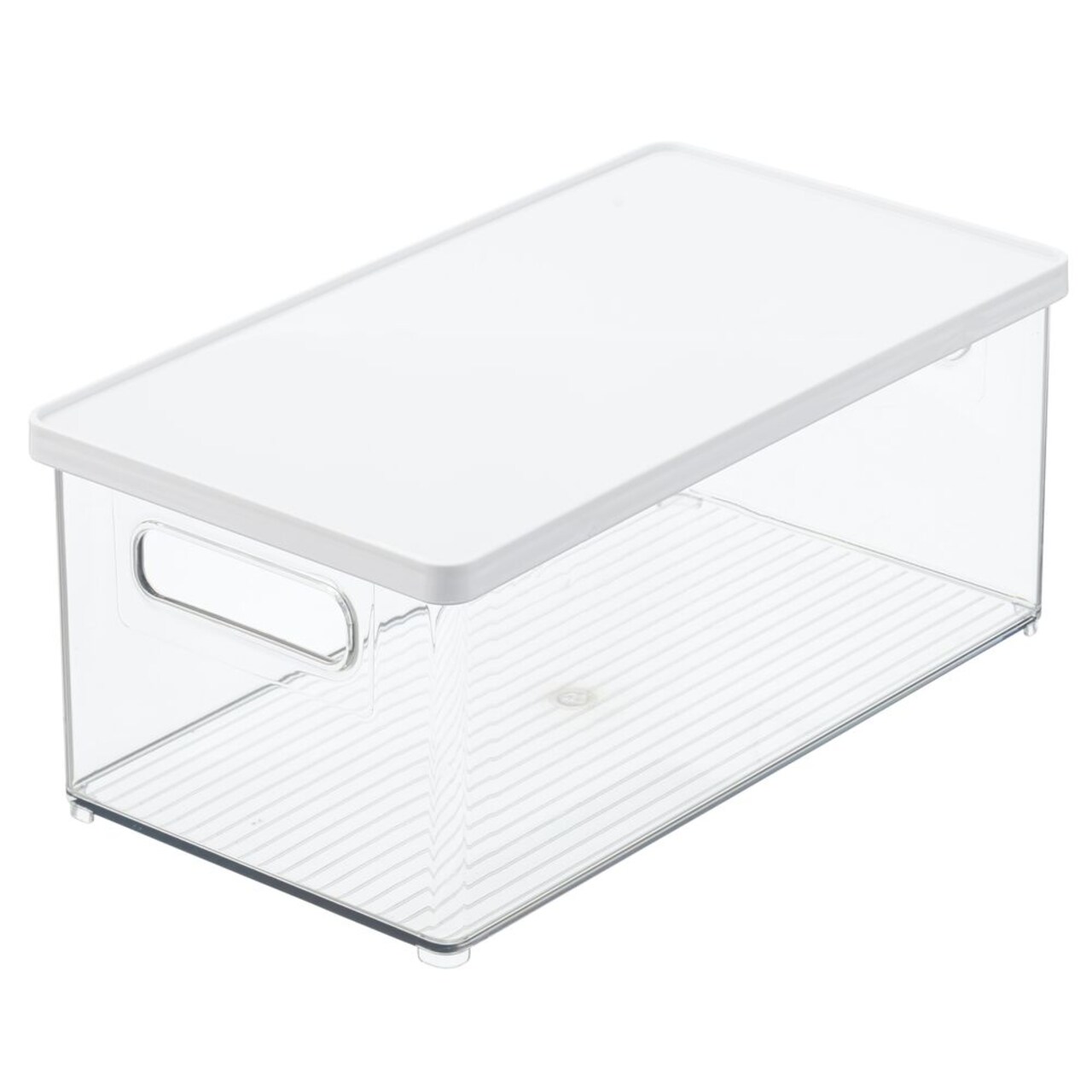 mDesign Plastic Storage Bin Box Container, Lid and Built-In Handles